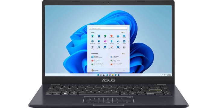 The 14-inch Asus laptop is facing forward. 