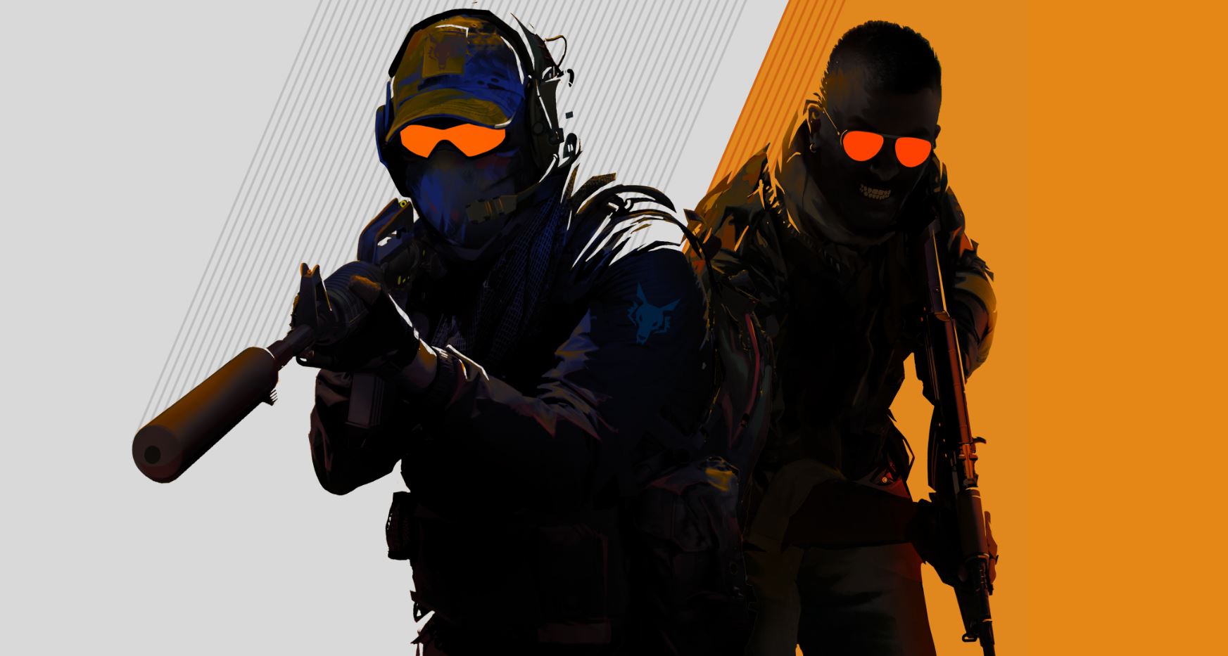 A promotional image featuring two Counter-Strike 2 soldiers.