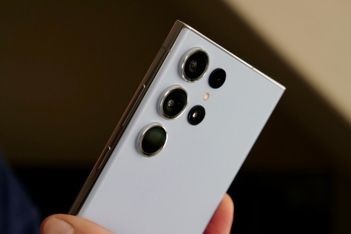 The back of the Samsung Galaxy S23 Ultra, showing the camera lenses.