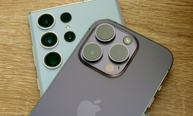 The iPhone 14 Pro and Galaxy S23 Ultra's camera modules.