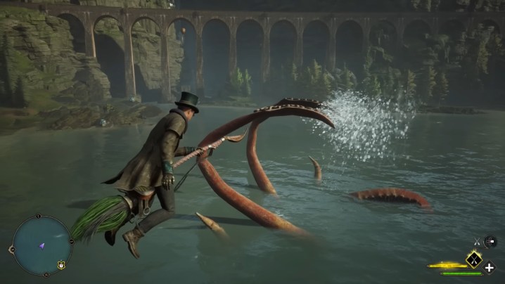 A giant squid in a lake.