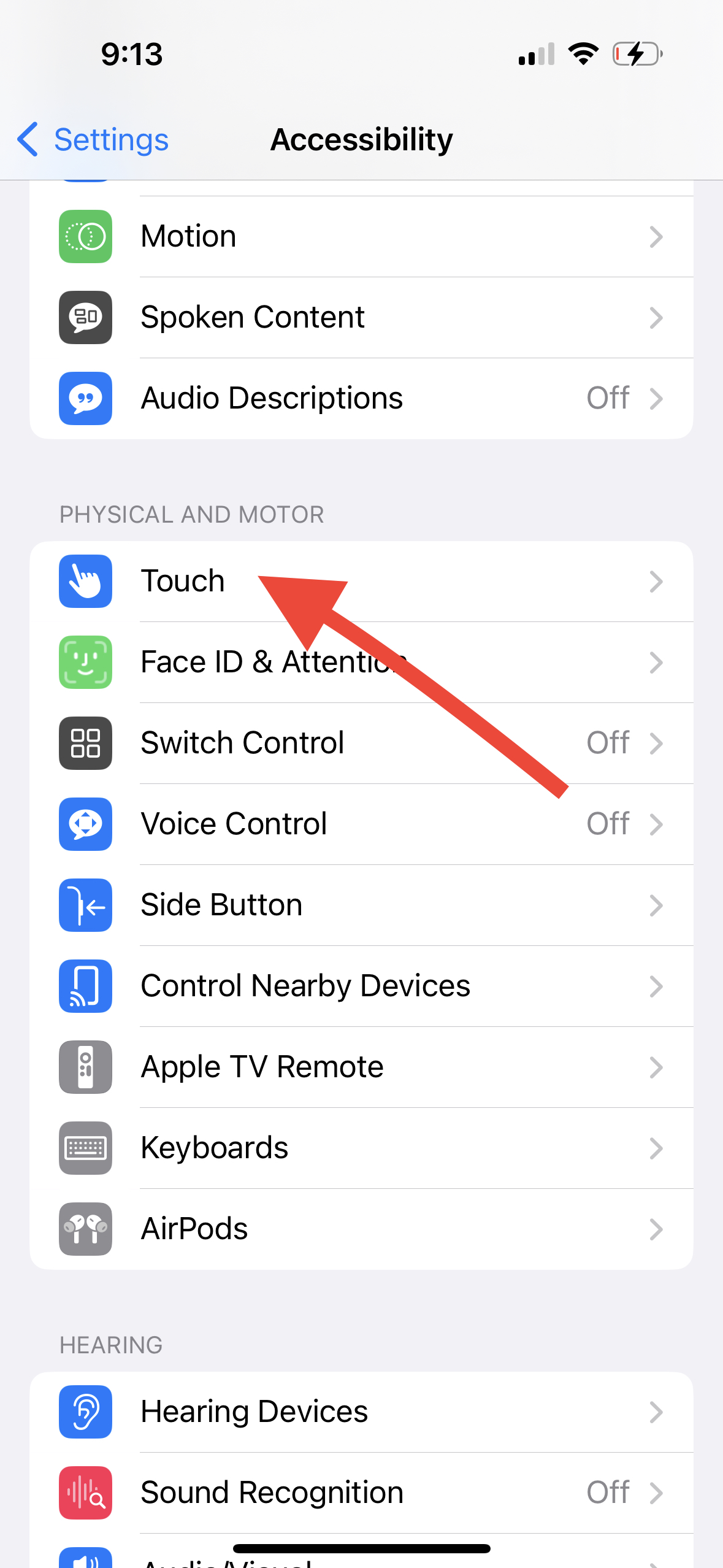 acessibilidade do toque do iPhone