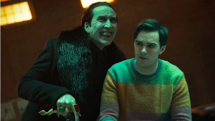 A scene from Renfield with Nicolas Cage and Nicholas Hoult in Renfield