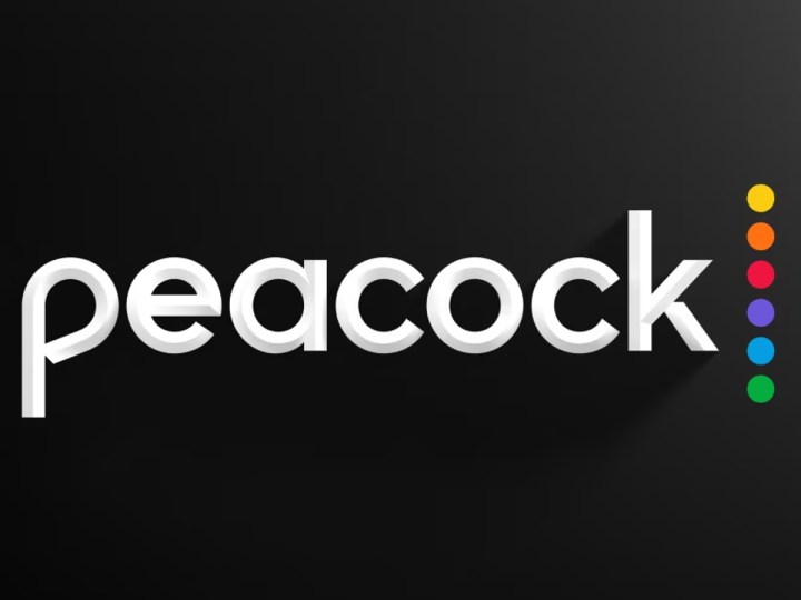 Logo Peacock TV sur fond noir.