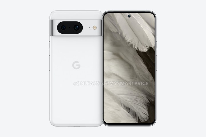 Google Pixel 8 representado em branco.