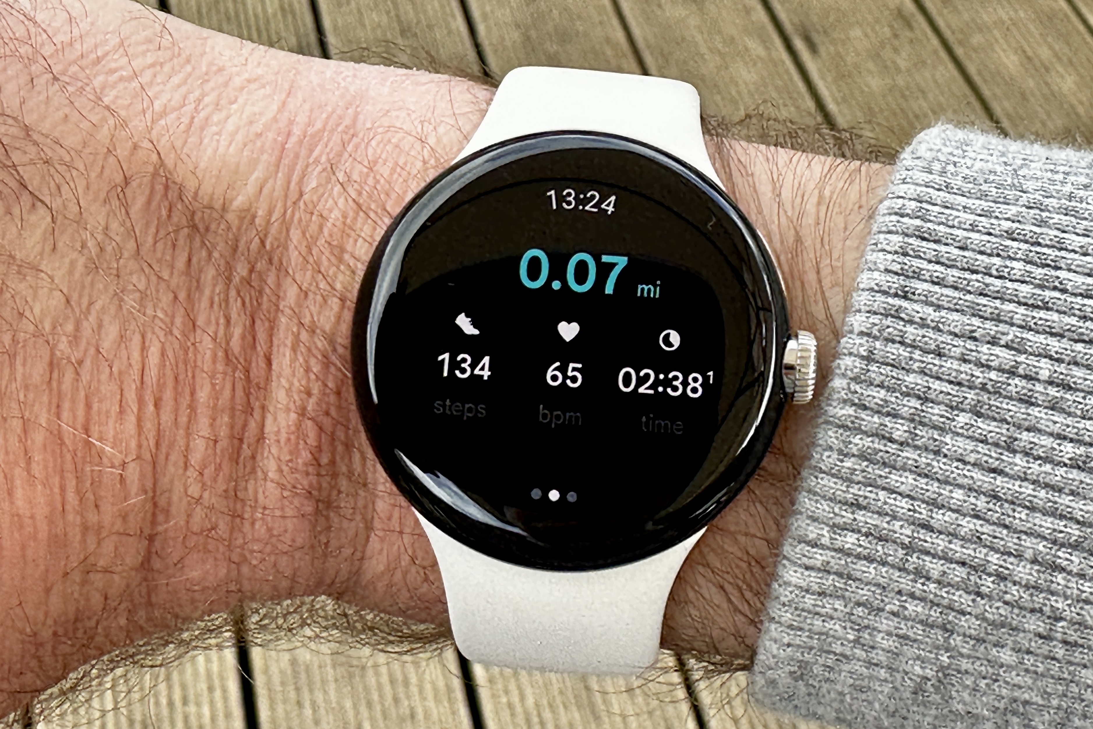 Workout screen on the Google Pixel Watch.