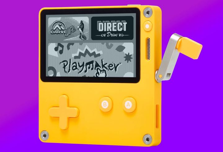 Playdate Catalog image shows launch games like Carve Jr., Direct Drive, and Playmaker.