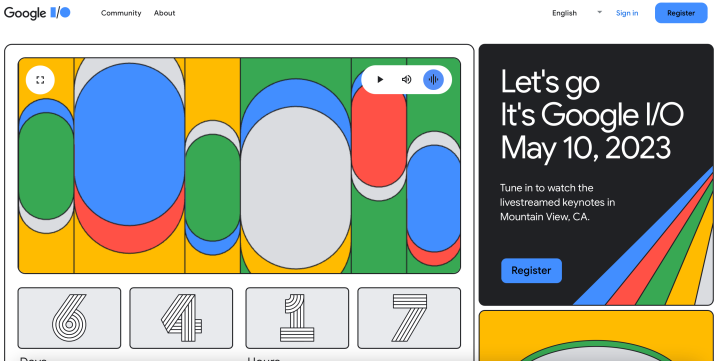 Sitio web para Google I/O 2023.