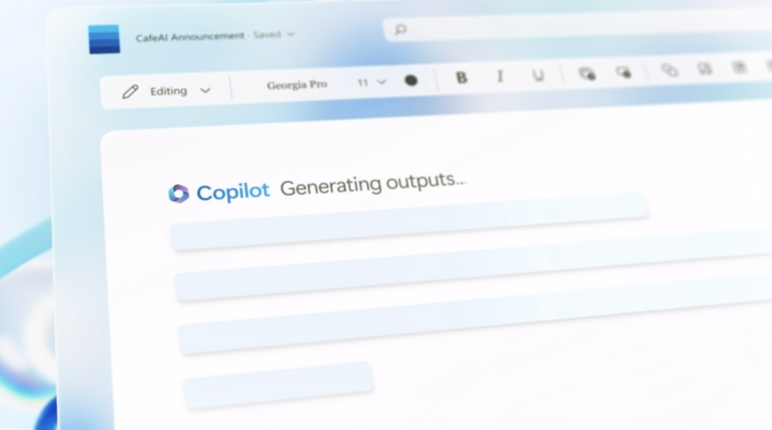 Copilot in Microsoft Word generating results.