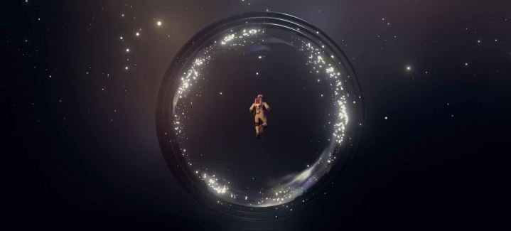 A player floats in front a mysterious space ring in a new Starfield video.