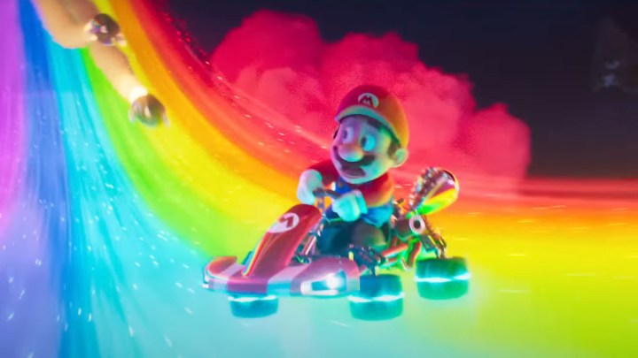 Mario recorre el Camino del Arco Iris en The Super Mario Bros. Movie.