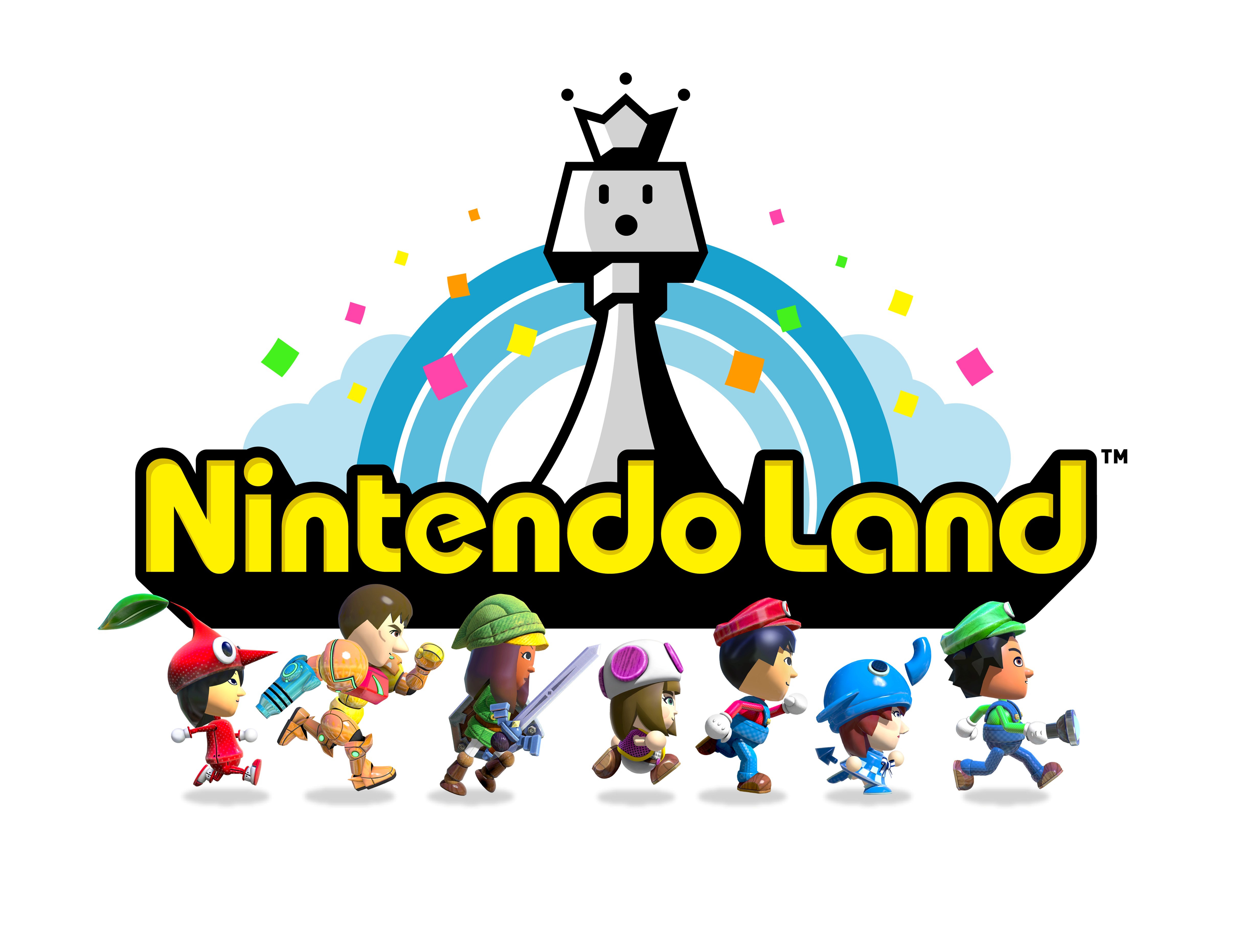 A arte principal do terreno da Nintendo mostra Mii vestido com trajes baseados em várias franquias da Nintendo. 