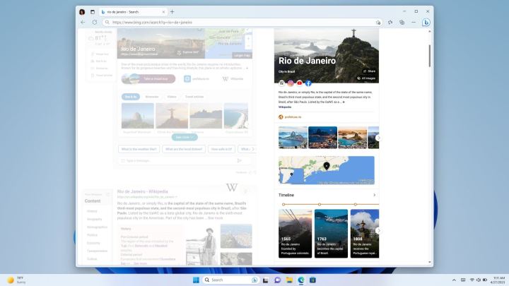 The new Knowledge Cards available in Bing.