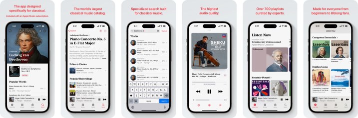 Captures d'écran de l'application Apple Music sur un appareil iOS.