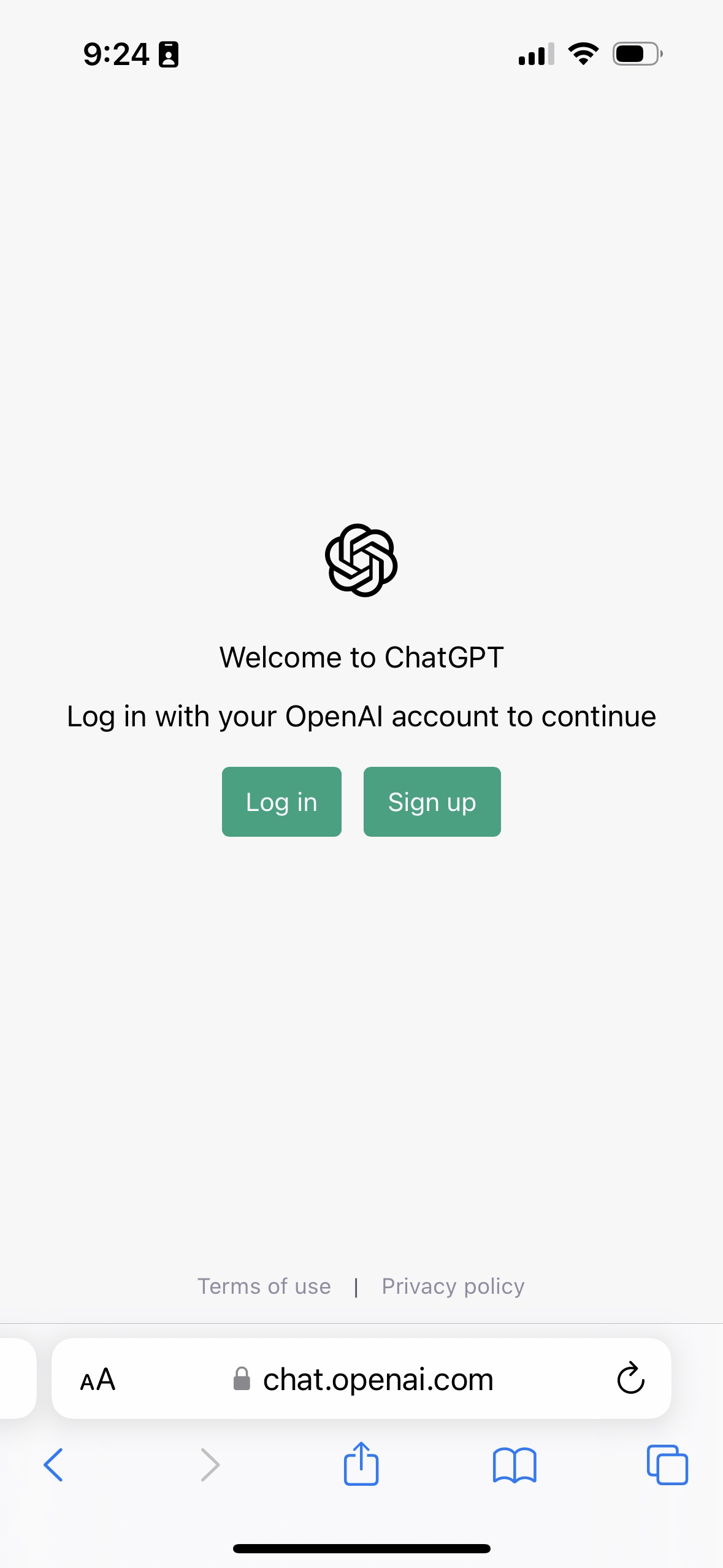 O site ChatGPT em um smartphone.