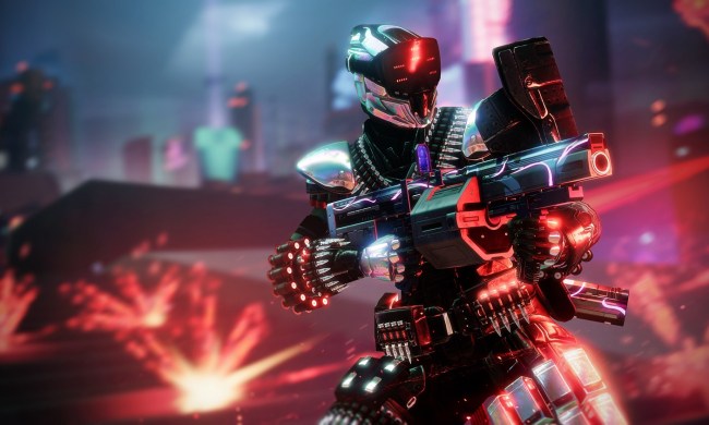 A titan wielding a grenade launcher in Destiny 2..