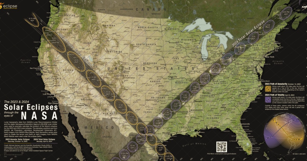 El mapa muestra dónde se puede ver un eclipse solar en los EE. UU.