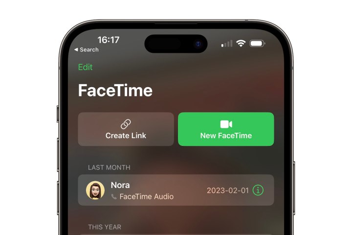 Open FaceTime on iPhone 14 Pro Max.