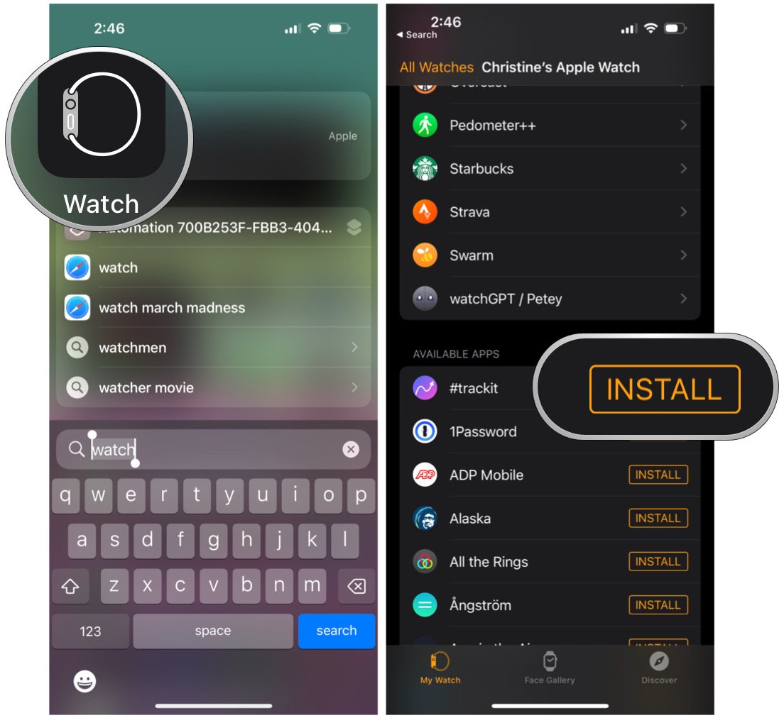 Inicie o aplicativo Watch no iPhone, role para baixo para encontrar o aplicativo que deseja instalar e selecione o botão Instalar