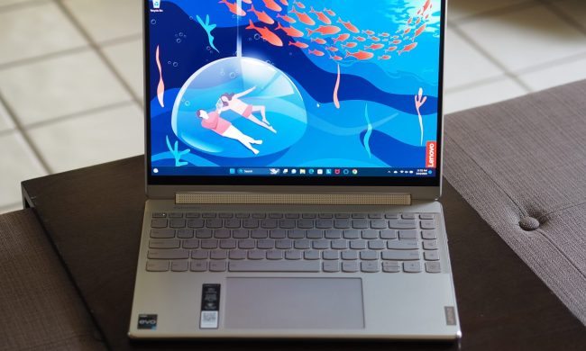 Lenovo Yoga 9i Gen 8 front view showing display and keyboard deck.