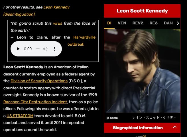 A Capcom wiki page says Leon S Kennedy is Italian.