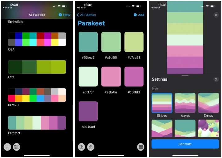 Screenshot dell'app Pastel su iOS