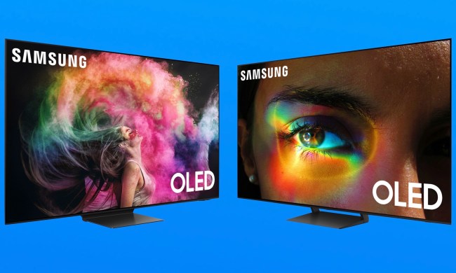 Samsung 2023 S95C (left) and S90C QD-OLED TVs.