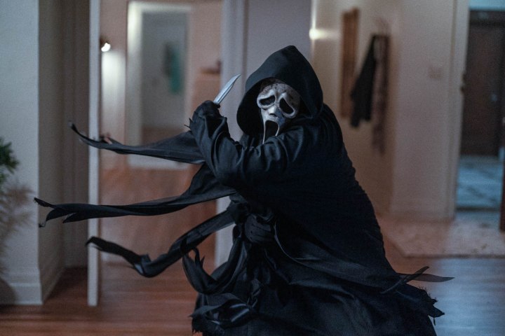 Ghostface wields his knife in a scene from Scream VI.