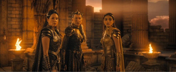 The Daughters of Atlas look on in Shazam! Fury of the Gods.