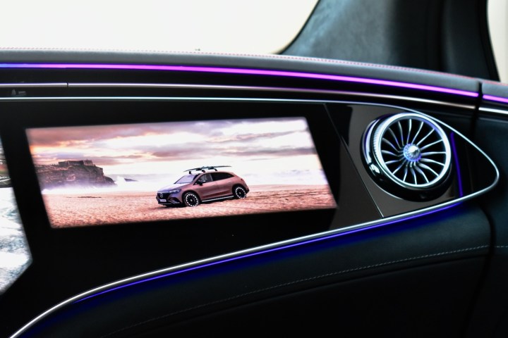 Front passenger screen in the 2023 Mercedes-Benz EQE SUV.