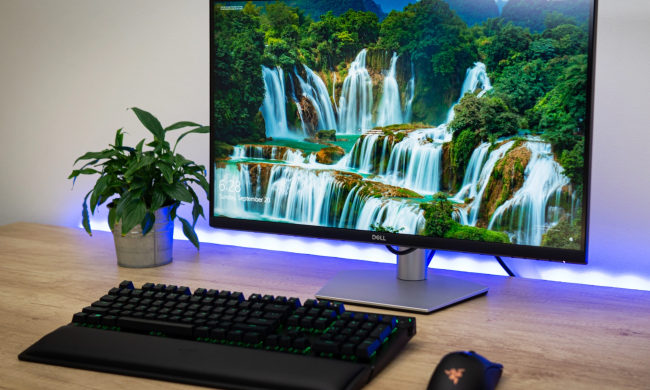 The 27-inch Dell S2721QS 4K monitor on a table.