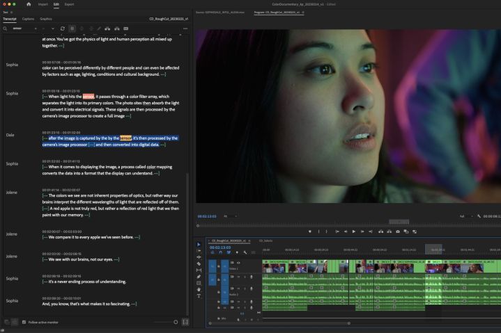 Adobe Premiere Pro ahora puede sincronizar ediciones de texto y vídeo.