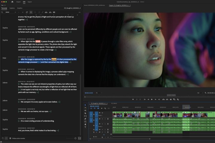 Adobe Premiere Pro اکنون می‌تواند ویرایش‌های متن و ویرایش‌های ویدئویی را همگام‌سازی کند.