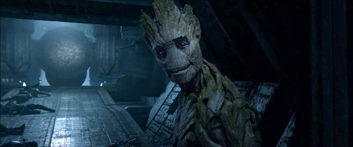 Groot sorrindo em "Guardiões da Galáxia".