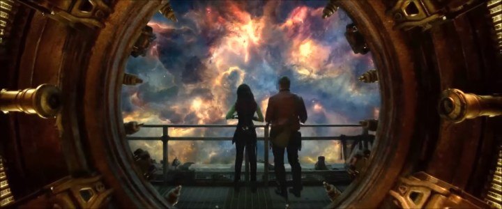 Peter e Gamora em Luganenhum em "Guardiões da Galáxia".