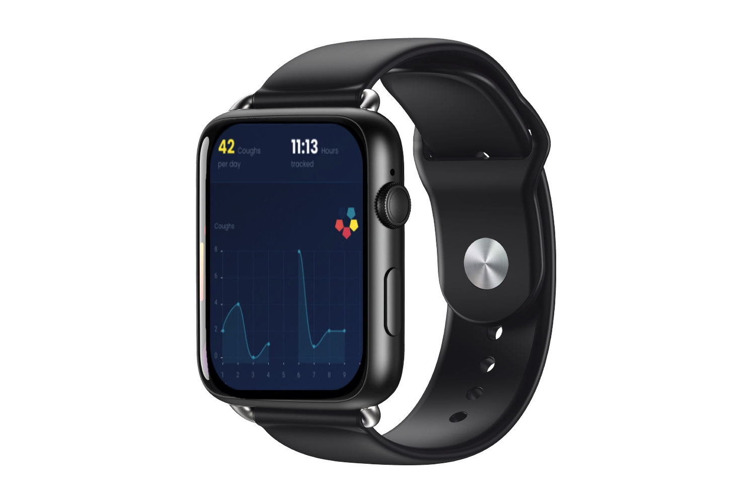 O aplicativo Hyfe Cough Watch em um Apple Watch