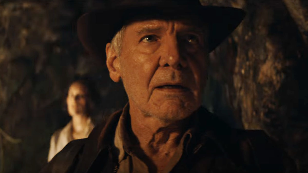 Harrison Ford em Indiana Jones e o Mostrador do Destino.