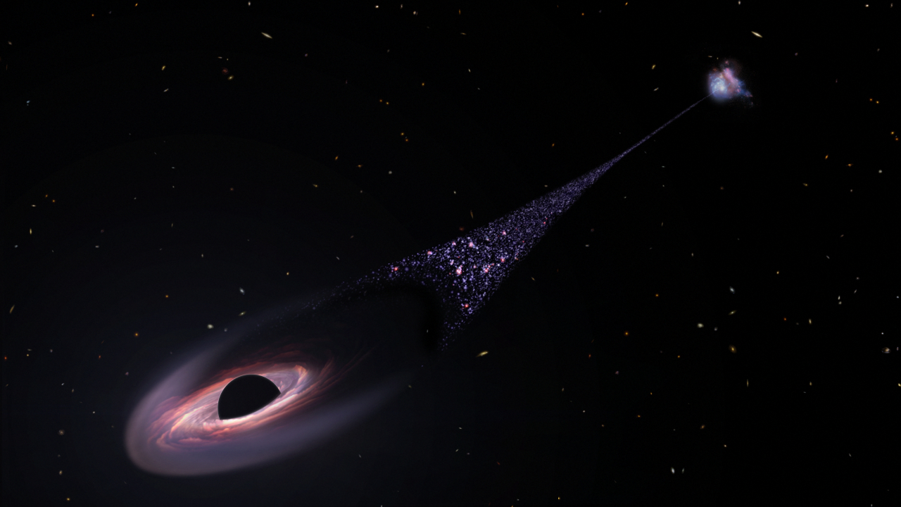 Black hole trailed by 200,000 light-year-long tail of stars - Vimarsana News
