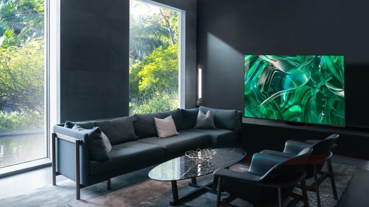The Samsung S90C in a living room environment.