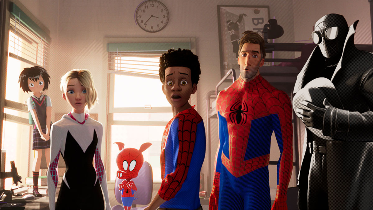 Os heróis-aranha de Spider-Man: Into the Spider-Verse.