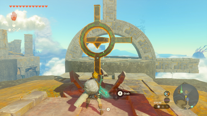 Link rotates a rock puzzle in The Legend of Zelda: Tears of the Kingdom.
