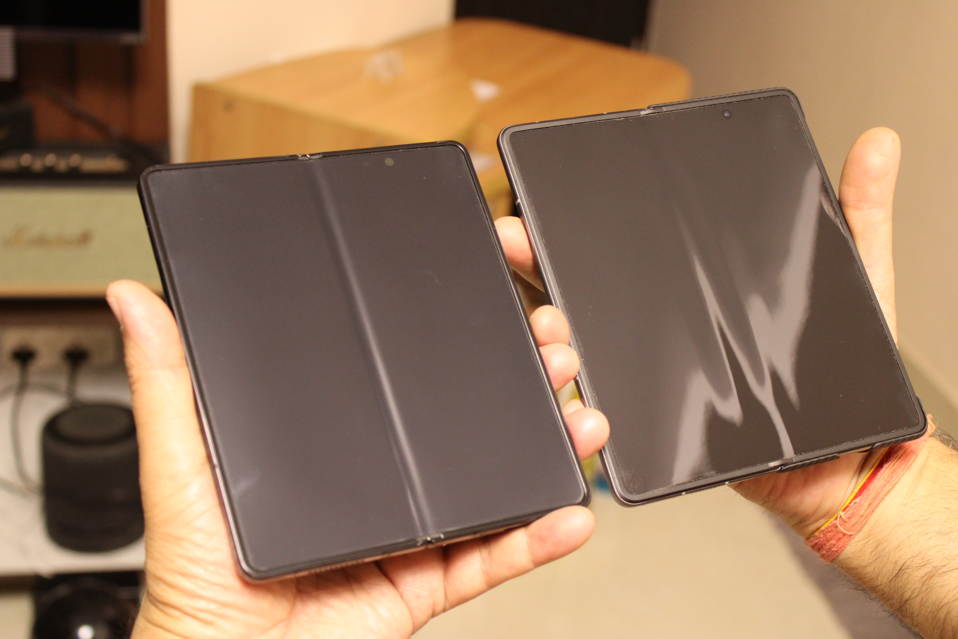 Galaxy Z Fold 4 on the left and Tecno Phantom V Fold on the right.