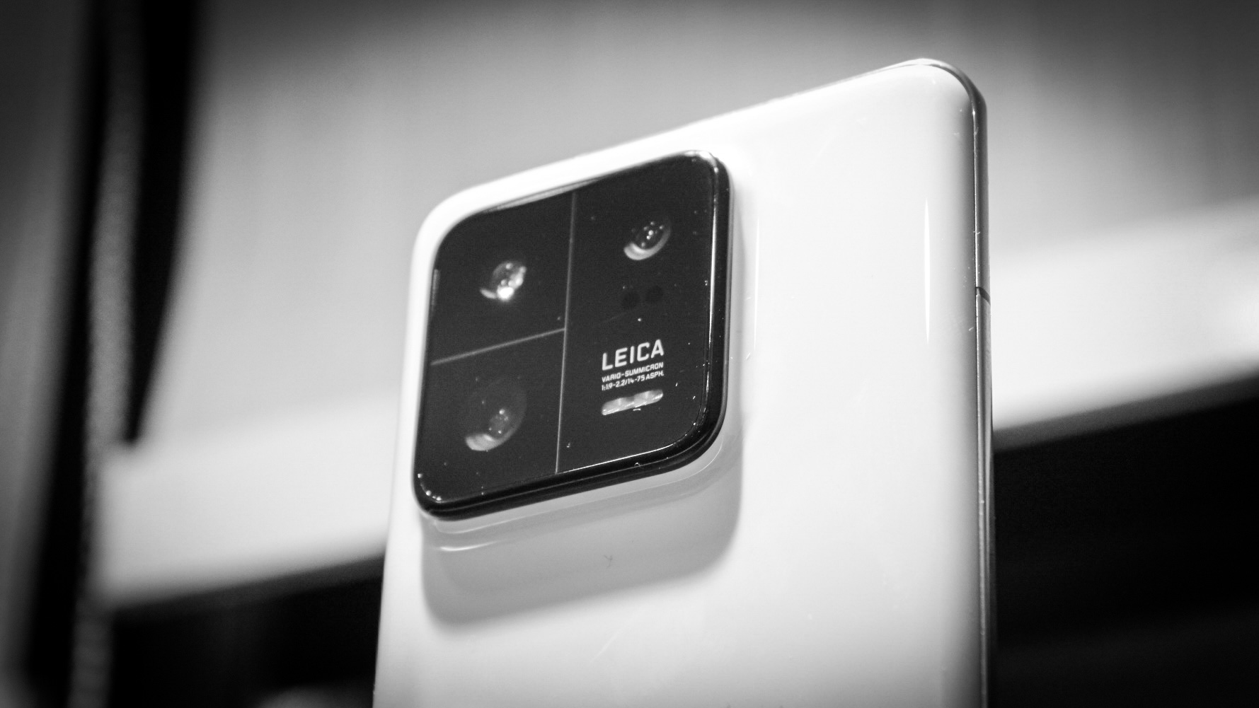 Xiaomi 13 Pro camera lens in black and white