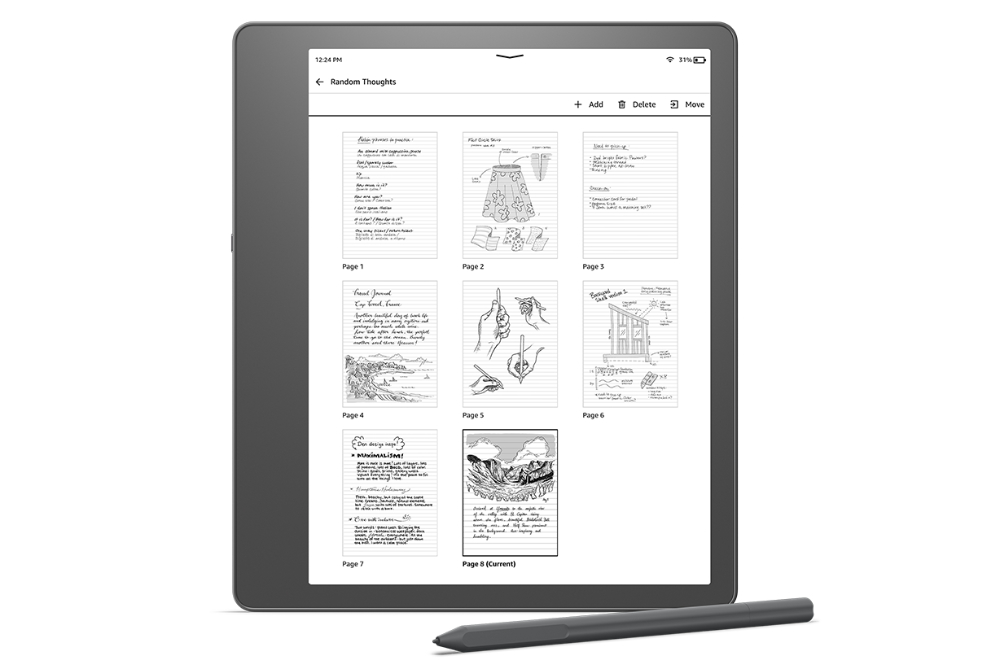 Birds Eye View mode for notebooks on the Kindle Scribe.