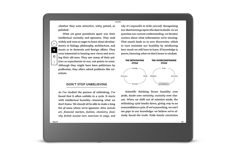 Layout de duas colunas para livros no Kindle Scribe.