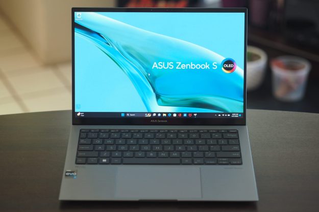 Asus ZenBook S 13 OLED 2023 front view showing display and keyboard deck.