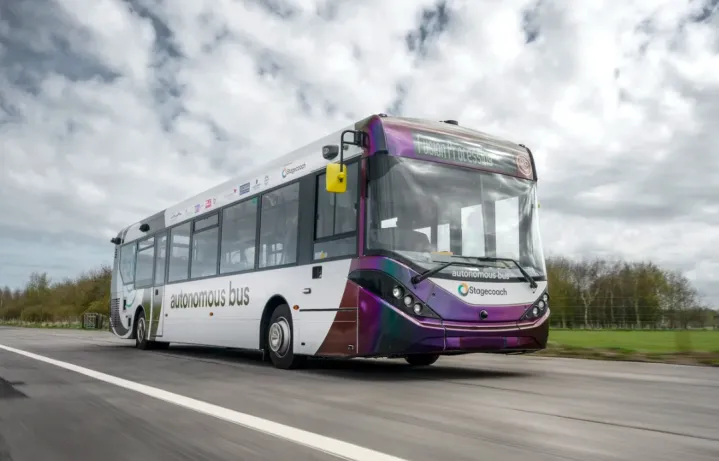 An autonomous Stagecoach bus.