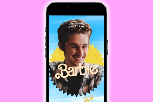 A selfie created with the Barbie Selfie Generator website.