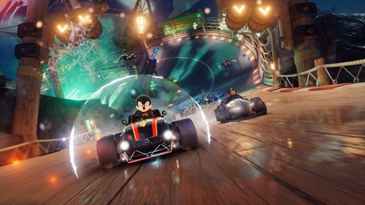 Mickey Mouse races in Disney Speedstorm.