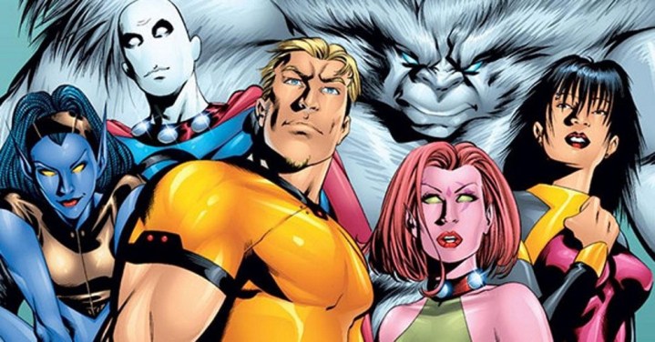 Uma foto de grupo da equipe Exiles da Marvel Comics.